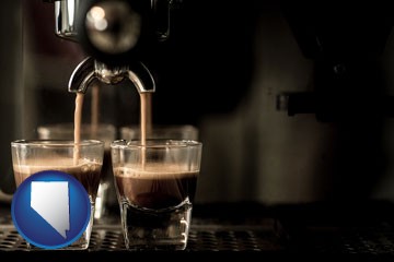 espresso machine brewing espresso shots - with Nevada icon